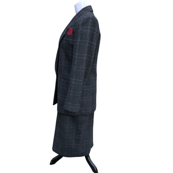 Vtg Sasson Womens Power Professional Suit 80s Single Breast Jacket Skirt Sz 6/7 - Picture 4 of 9